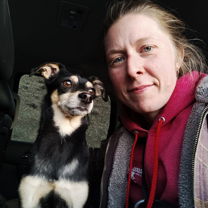 Becky Boss with a dog