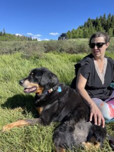 Woman Outdoors with Dog